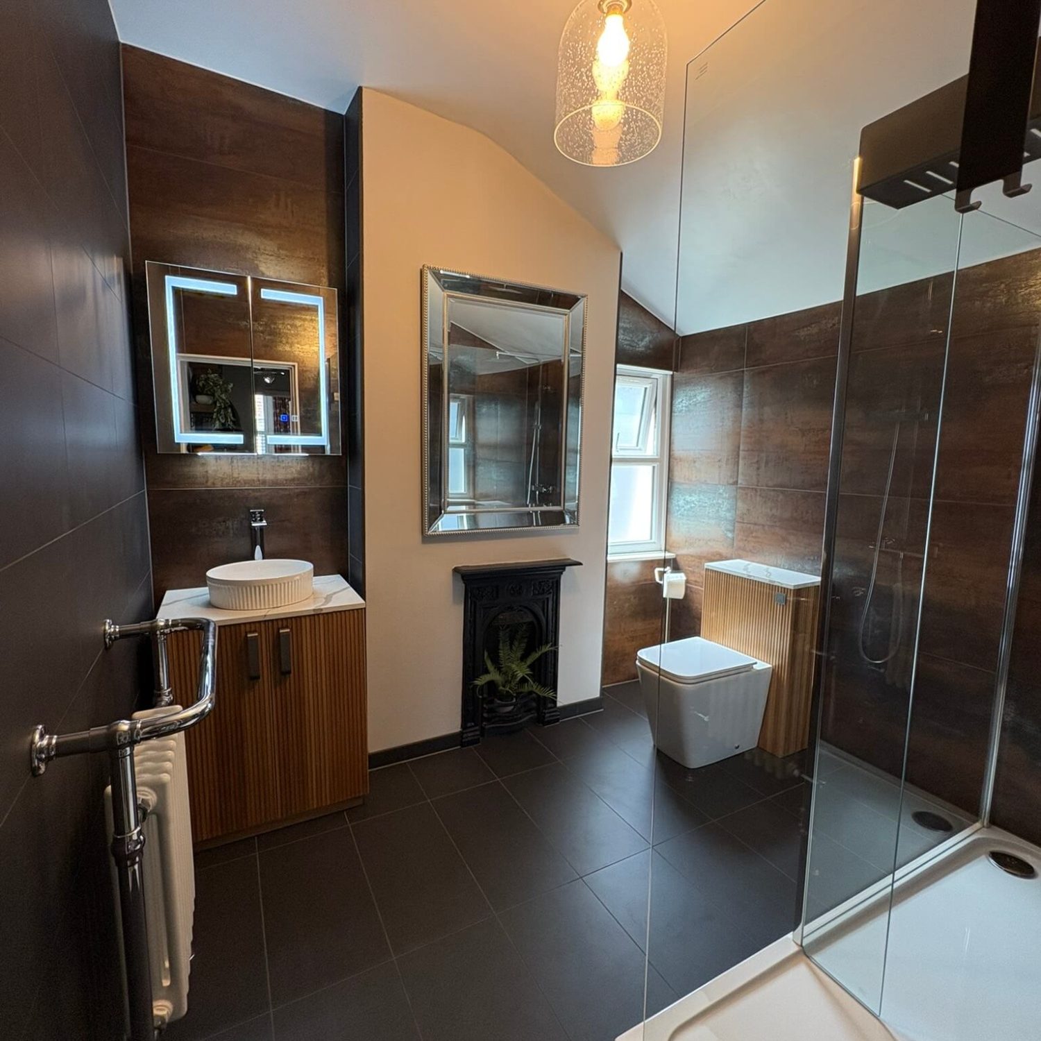 Completed Southville bathroom renovation with a shower, vanity basin and toilet